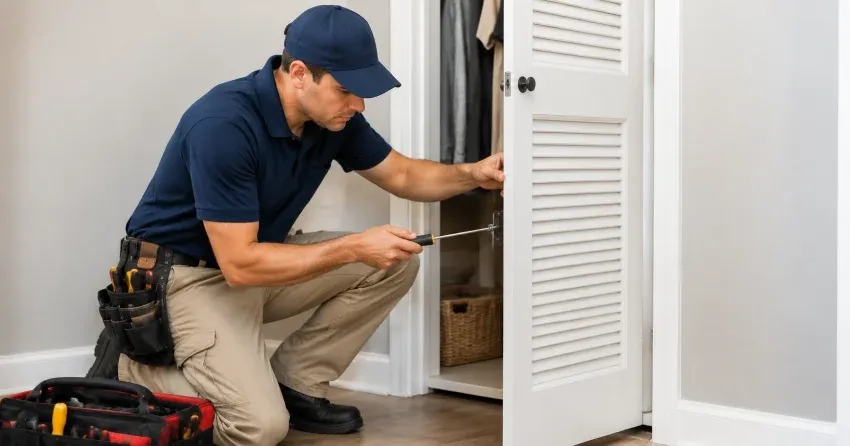 technician repairing doorbell button and wiring in Vandecar, Norwich