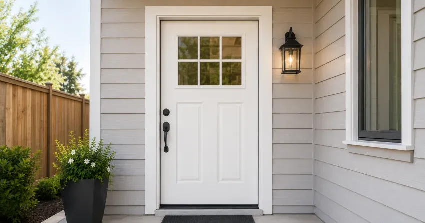 technician installing exterior door frame in Norwich