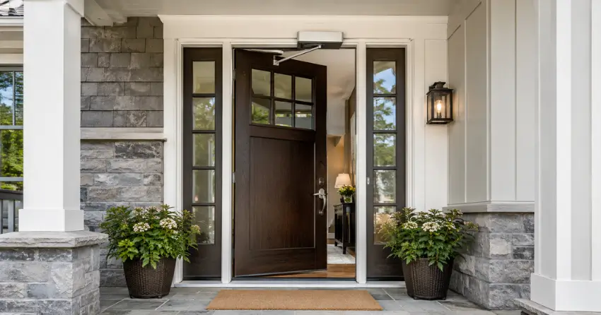 residential automatic door opener installed on exterior entry door in Norwich
