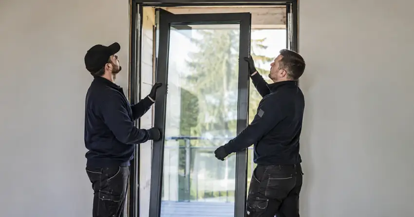 new glass panel being fitted into door frame in Blows, Norwich