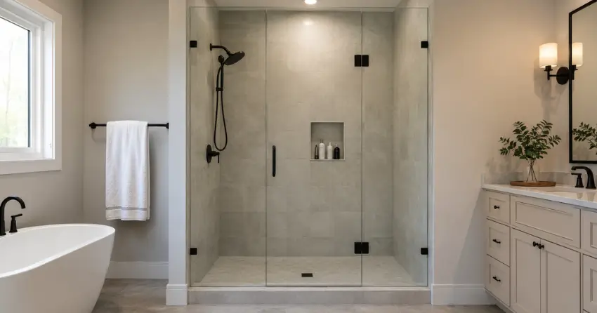 new frameless glass shower door installed in Norwich