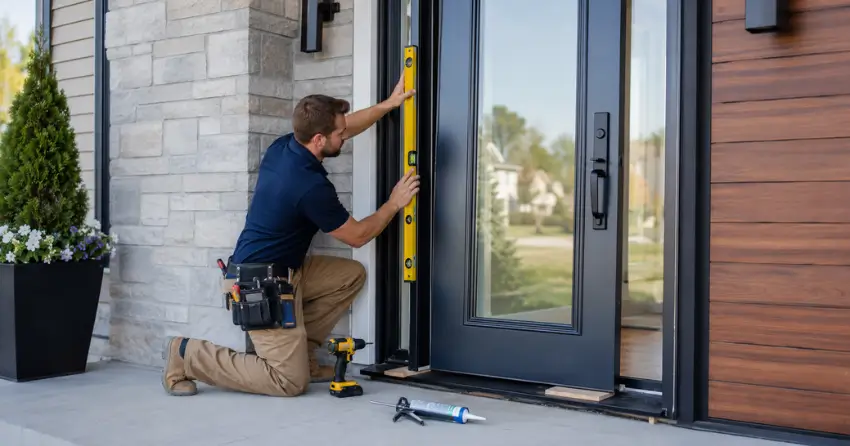 glass outside door installation with energy-efficient double-pane glazing in Curries, Norwich