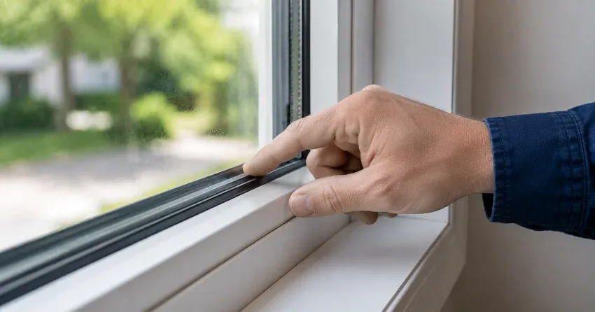 technician inspecting window glass seal in New Durham, Norwich