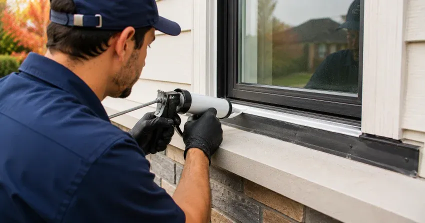 technician inspecting window flashing for leak source in Norwich